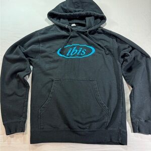 Ibis Bicycles  Logo Hoodie Black/Blue Embroidered - Medium